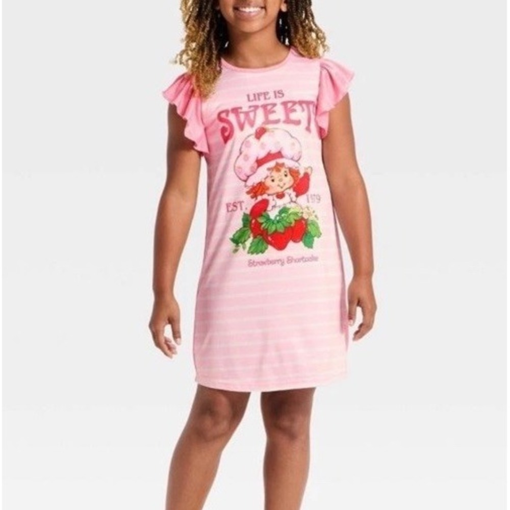 Girls' Strawberry Shortcake Night Gown - Pink XS (4/5 Years Old)
